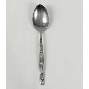 Vintage FLORAL Rogers LA SPANA 8.5” Serving Spoon Stainless FLATWARE Korea
